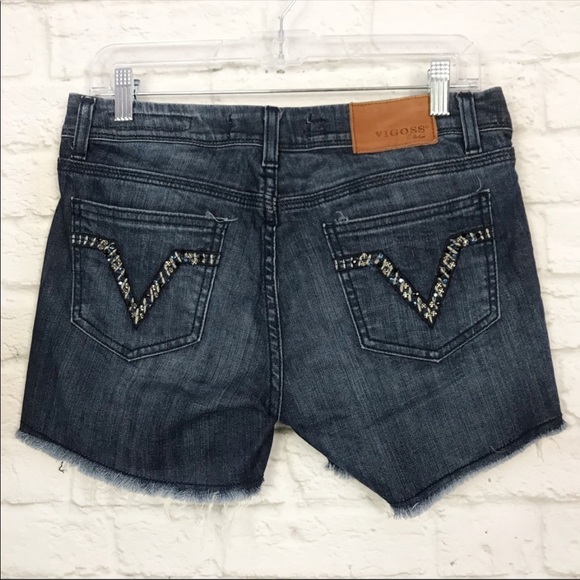 Vigoss Collection Fringe Raw Hem Cutoff Limited Edition Sz 28 Shorts Summer Gems - Picture 10 of 14